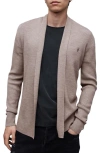 Allsaints Mode Slim Fit Merino Wool Cardigan In Fawn Brown