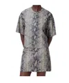 Allsaints Renai Foil Snake Print Suede T-shirt In Gray