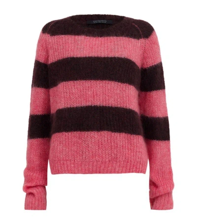 Allsaints Mohair-blend Lana Jumper In Poppy Pink/red