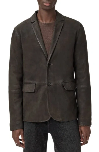 Allsaints Monet Waxed Suede Blazer In Brown