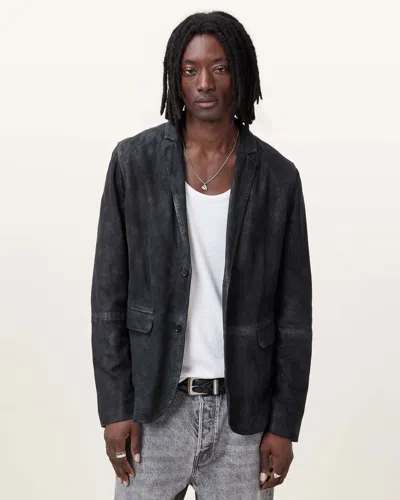 Allsaints Monet Waxed Suede Blazer In Mcway Blue