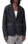 Allsaints Monet Waxed Suede Blazer In Mcway Blue