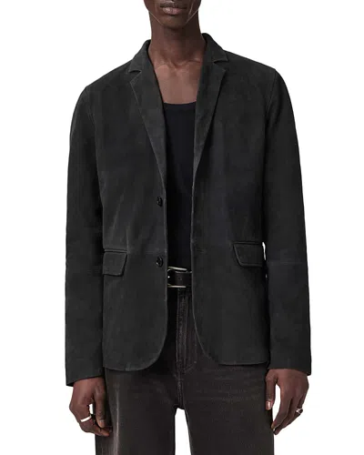 Allsaints Monet Waxed Suede Regular Fit Blazer In Black