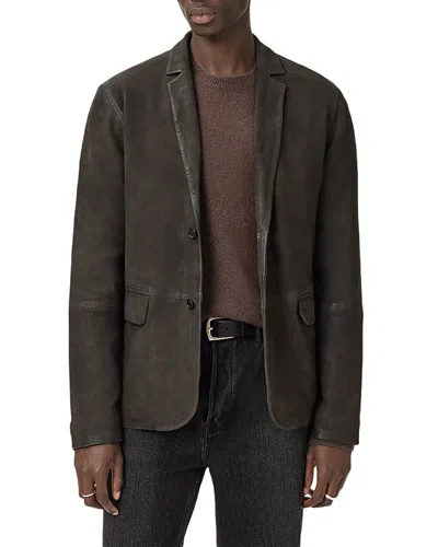 Allsaints Monet Waxed Suede Regular Fit Blazer In Brown