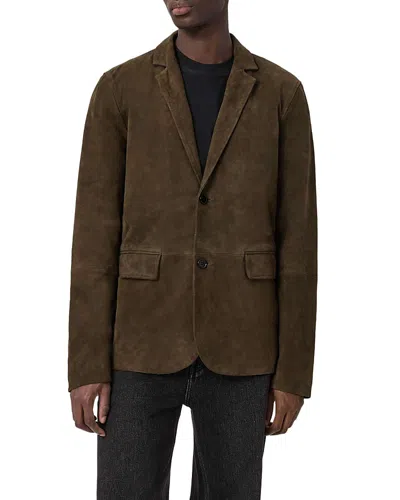 Allsaints Monet Waxed Suede Regular Fit Blazer In Brown
