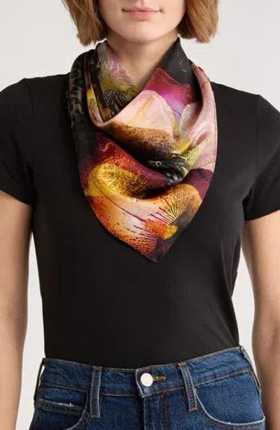 Allsaints Monica Berry Silk Square Scarf In Multi