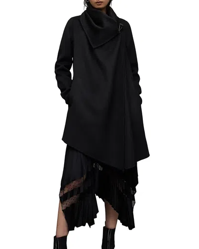 Allsaints Monument Eve Waterfall Coat In Black