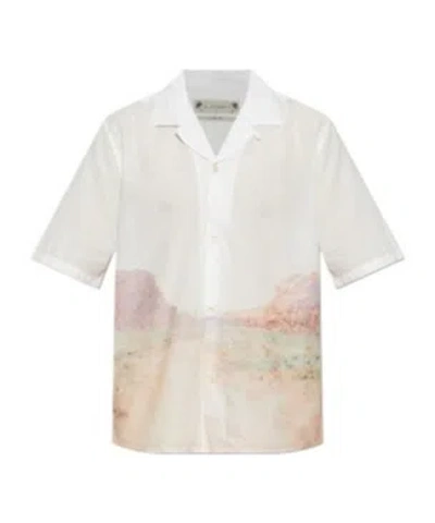 Allsaints Monument Printed Camp Shirt In White
