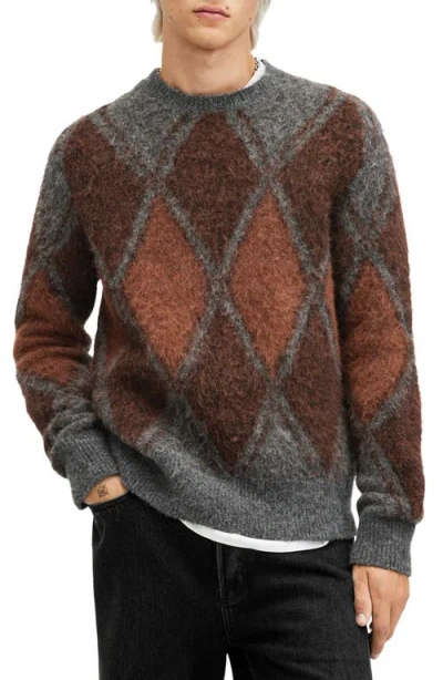 Allsaints Mord Crewneck Jumper In Charcoal Marl