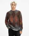 Allsaints Mord Argyle Relaxed Fit Jumper In Charcoal Marl