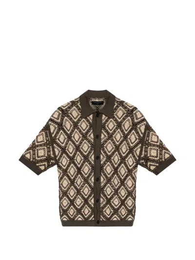 Allsaints Morena Crochet-knit Collared Cardigan In Green