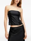 Allsaints Morgan Lace-trimmed Satin Top In Black