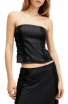 Allsaints Morgan Lace-trimmed Satin Top In Black