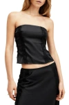 Allsaints Morgan Lace-trimmed Satin Top In Black
