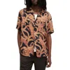 Allsaints Morganza Paisley Print Relaxed Fit Shirt In Jet Black