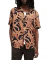 Allsaints Morganza Paisley Print Relaxed Fit Shirt In Jet Black