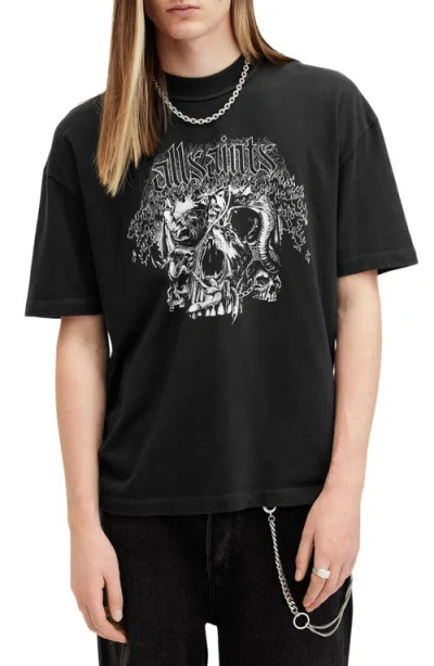 Allsaints Morph Cotton Graphic T-shirt In Washed Black