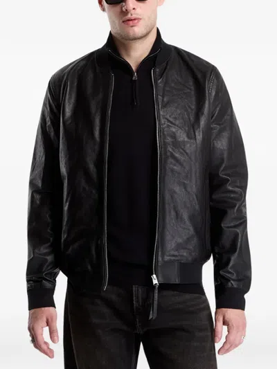 Allsaints Morten Goat Skin Bomber Jacket In Black