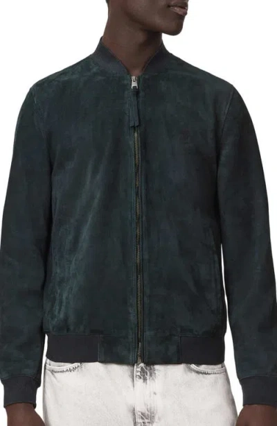 Allsaints Morten Suede Bomber Jacket In Green