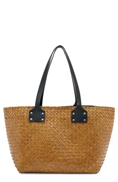 Allsaints Mosley Straw Tote In Almond Beige