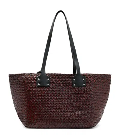 Allsaints Mosley Straw Tote In Peat Brown