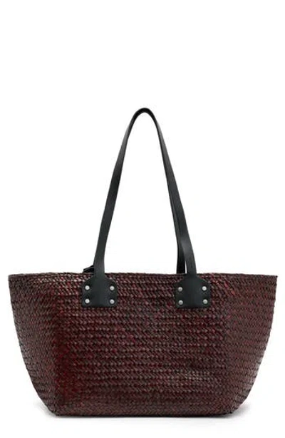 Allsaints Mosley Straw Tote In Peat Brown
