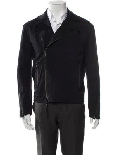 Pre-owned Allsaints Moto Jacket In Blue