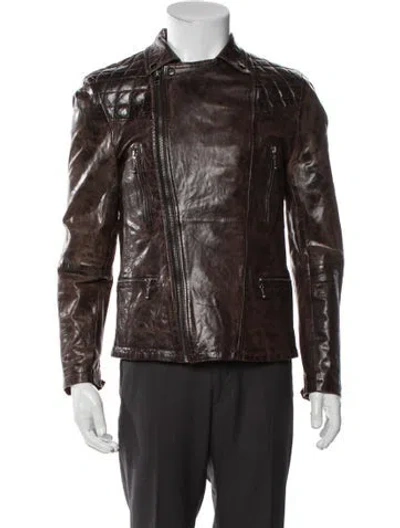 Pre-owned Allsaints Moto Jacket In Brown