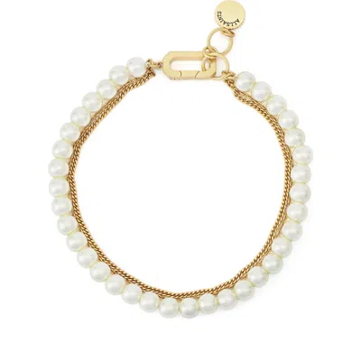 Allsaints Multilayer Faux Pearl & Chain Bracelet In White