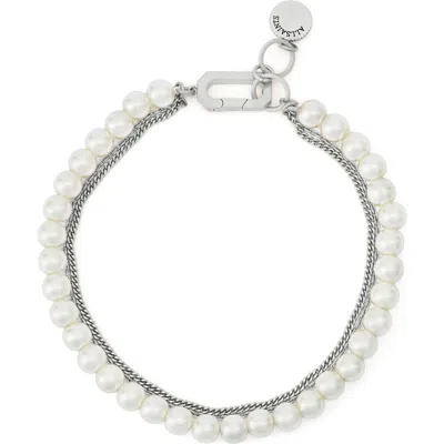 ALLSAINTS ALLSAINTS MULTILAYER FAUX PEARL & CHAIN BRACELET