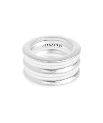 Allsaints Multi-layered Tubular Ring In Metallic