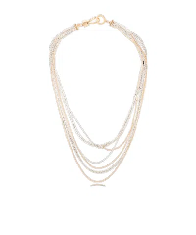 Allsaints Multi-row Brass Necklace In Pink