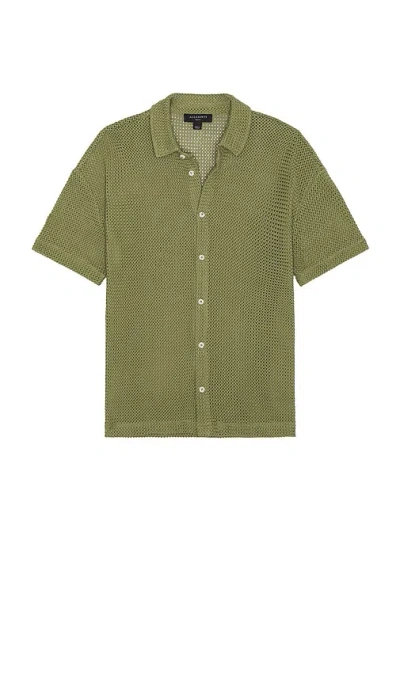 Allsaints Munroe Button Down Shirt In Sage