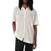 Allsaints Mens Chalk White Munroe Stripe-pattern Relaxed-fit Organic-cotton Shirt In Chalk White