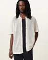 Allsaints Mens Chalk White Munroe Stripe-pattern Relaxed-fit Organic-cotton Shirt In Chalk White