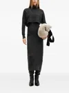 Allsaints Muriel 2-in-1 Knitted Slim Midi Dress In Gray