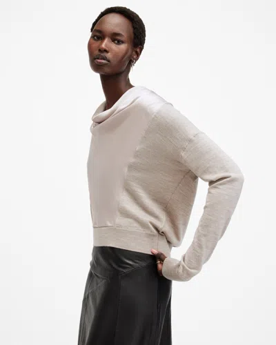Allsaints Myra Cowl Neck Merino Wool Jumper In Fawn Brown