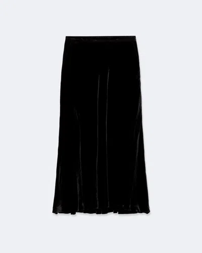 Allsaints Nalia Velvet Midi Skirt In Black