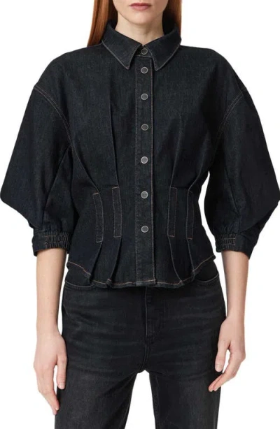 Allsaints Nancy Cotton Blend Stretch Denim Shirt In Blue