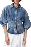 Allsaints Womens Vintage Indigo Nancy Slim-fit Fitted-waist Denim Shirt In Blue