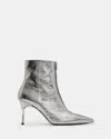 Allsaints Natasha Pointed Metallic Leather Boots In Gunmetal Grey