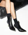 Allsaints Natasha Pointed Zip Up Leather Boots In Black/warm Brass