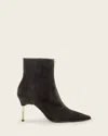 Allsaints Natasha Pointed Zip Up Suede Boots In Brown