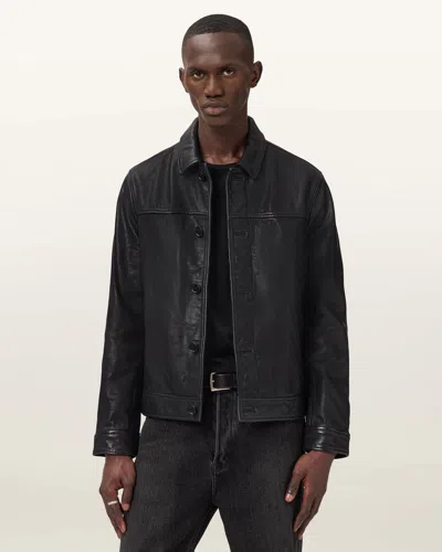 Allsaints Nates Leather Jacket In Black