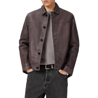 Allsaints Nates Leather Jacket In Brown