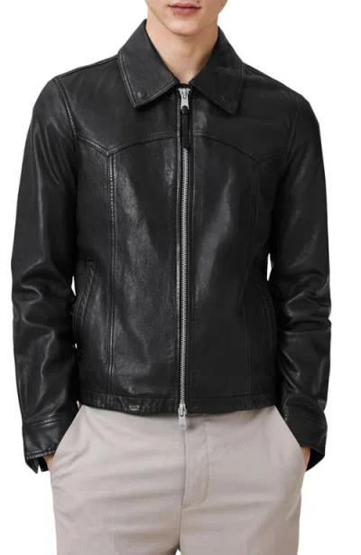 Allsaints Nellcot Zip Up Leather Jacket In Black