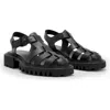 Allsaints Nessie Leather Sandals In Black-white In Black