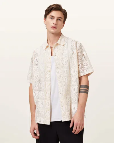 ALLSAINTS COTTON NETLEY SHORT SLEEVE LACE SHIRT