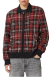 Allsaints Nettle Jacquard Plaid Cardigan In Red