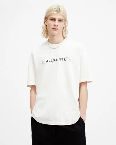 Allsaints Nevada Oversized Logo Crew Neck T-shirt In Avalon White